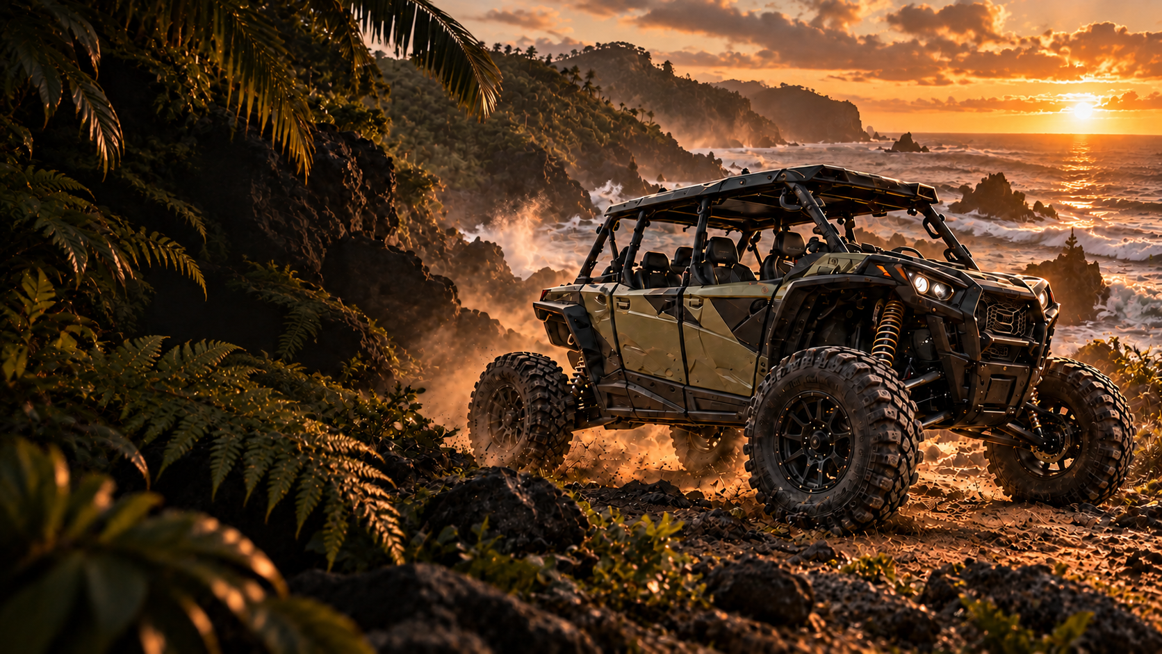 Off-road vehicle on a coastal trail